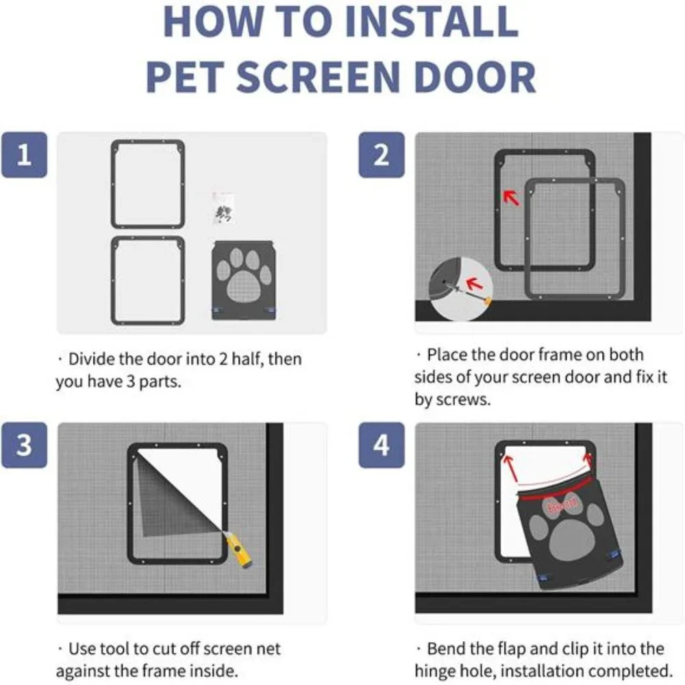 Cat Door for Screen Door, Flap Opening 8 x 10 inches, Cat Door for Window Screen